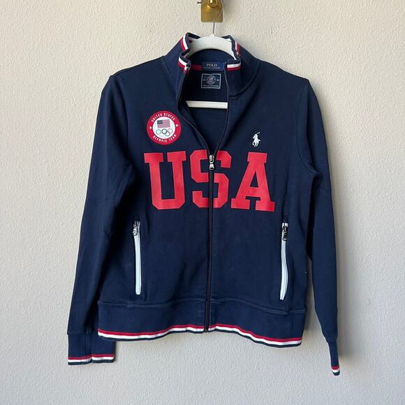 Ralph Lauren Polo x Team USA 2020 Navy Track Jacket Size S - Picture 2 of 9